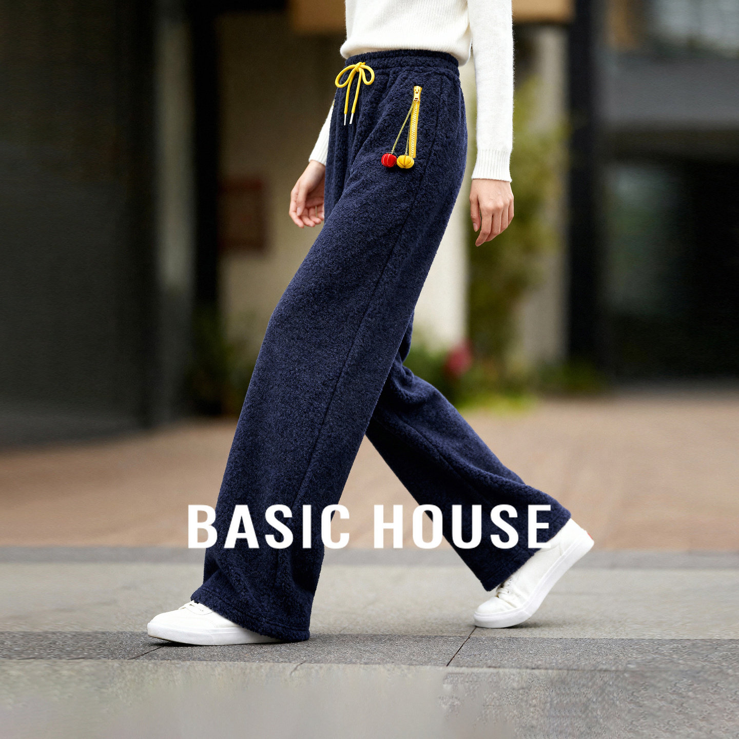 Basic House/百家好南瓜挂件休闲裤女冬加厚摇粒绒保暖百搭阔腿裤,女装/女士精品,休闲裤,淘宝优惠券,粉丝福利购,淘宝优惠卷