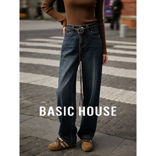 保暖百搭宽松直筒阔腿裤 2025新款 子 女秋冬季 百家好加绒加厚牛仔裤