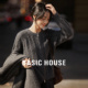 百家好纯色绞花圆领拉链毛衣女冬季 Basic House 简约百搭打底上衣