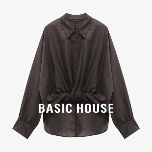宽松时尚 百家好秋冬新款 个性 高级感翻领长袖 Basic 纽扣衬衫 House