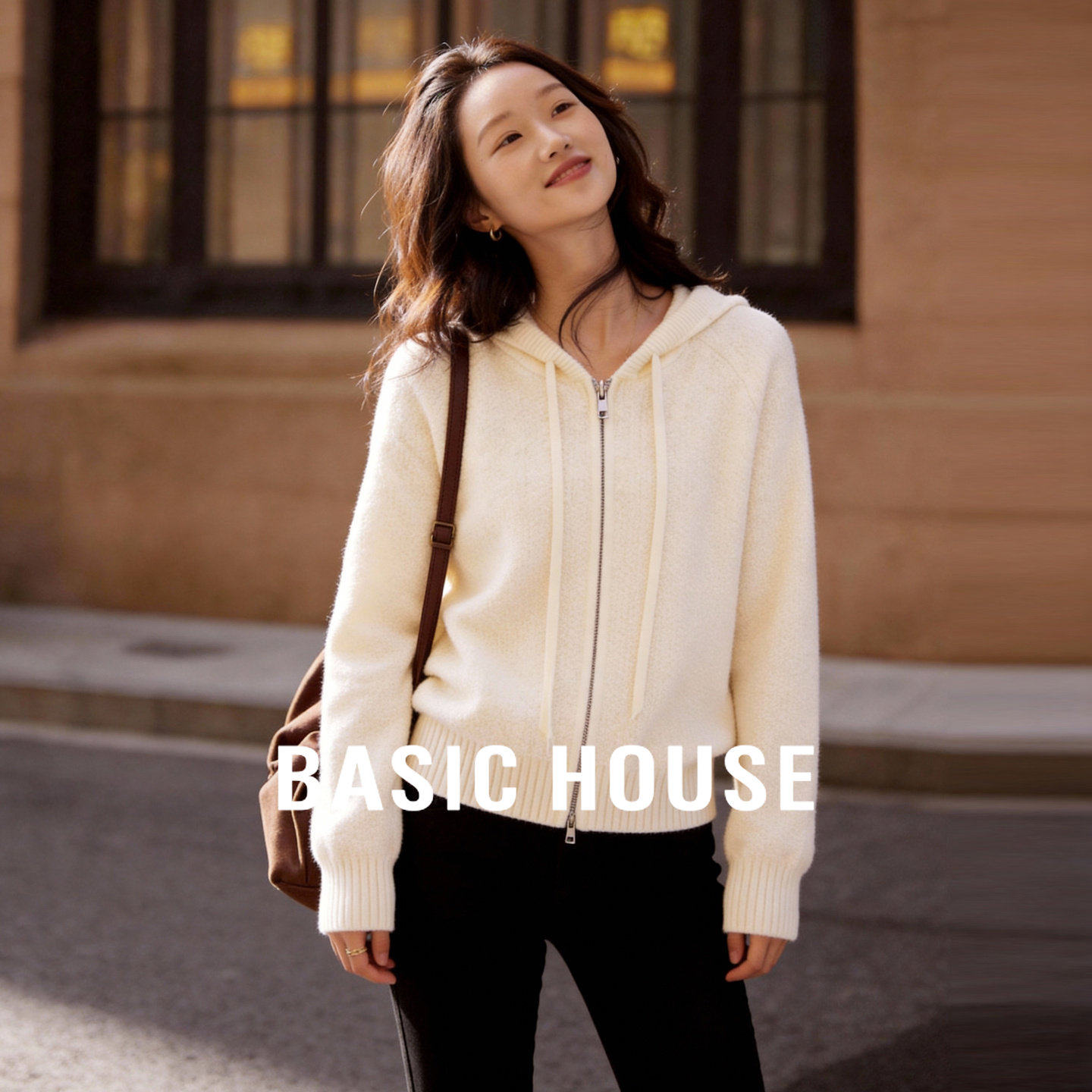 Basic House/百家好白色毛衣女2026春季新款内搭拉链开衫上衣外套,女装/女士精品,毛衣,淘宝优惠券,粉丝福利购,淘宝优惠卷