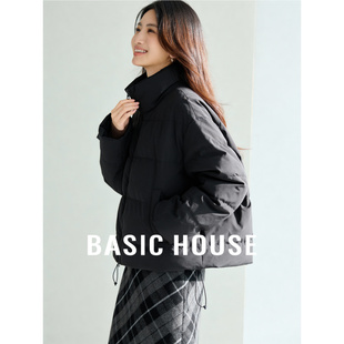 百家好立领白色短款小个子羽绒服女冬季新款加厚保暖简约外套上衣