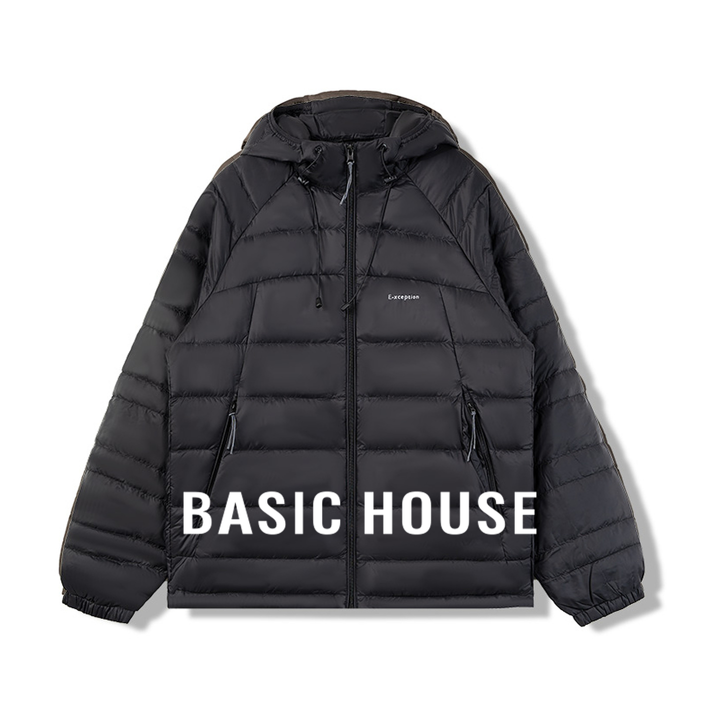 Basic House/百家好连帽轻薄羽绒服女冬季立领拉链保暖简约风外套
