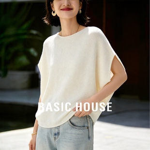 显瘦针织衫 Basic 针织上衣女夏季 百家好韩系温柔风蝙蝠袖 House