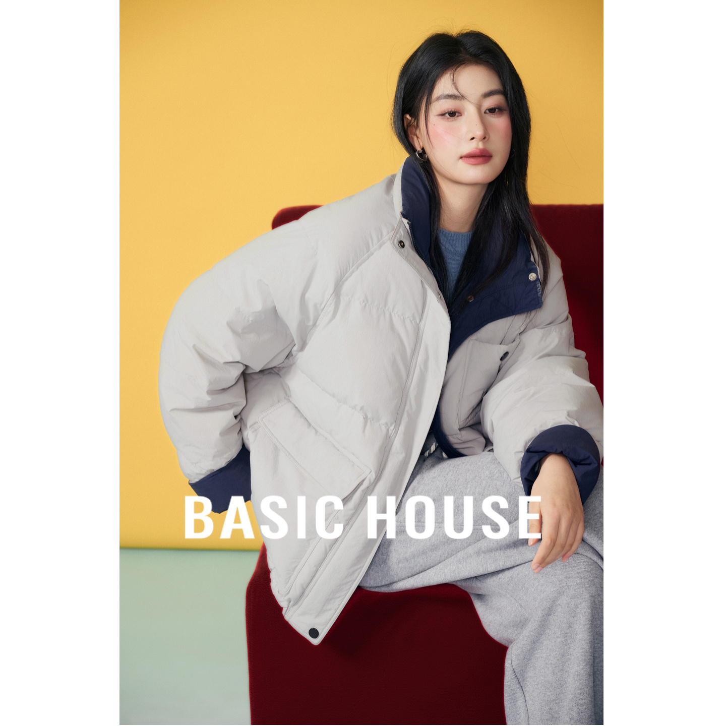 百家好宽松白鸭绒羽绒服