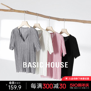 修身 显瘦短袖 百家好绵羊毛薄款 针织衫 House 上衣女2024夏季 Basic