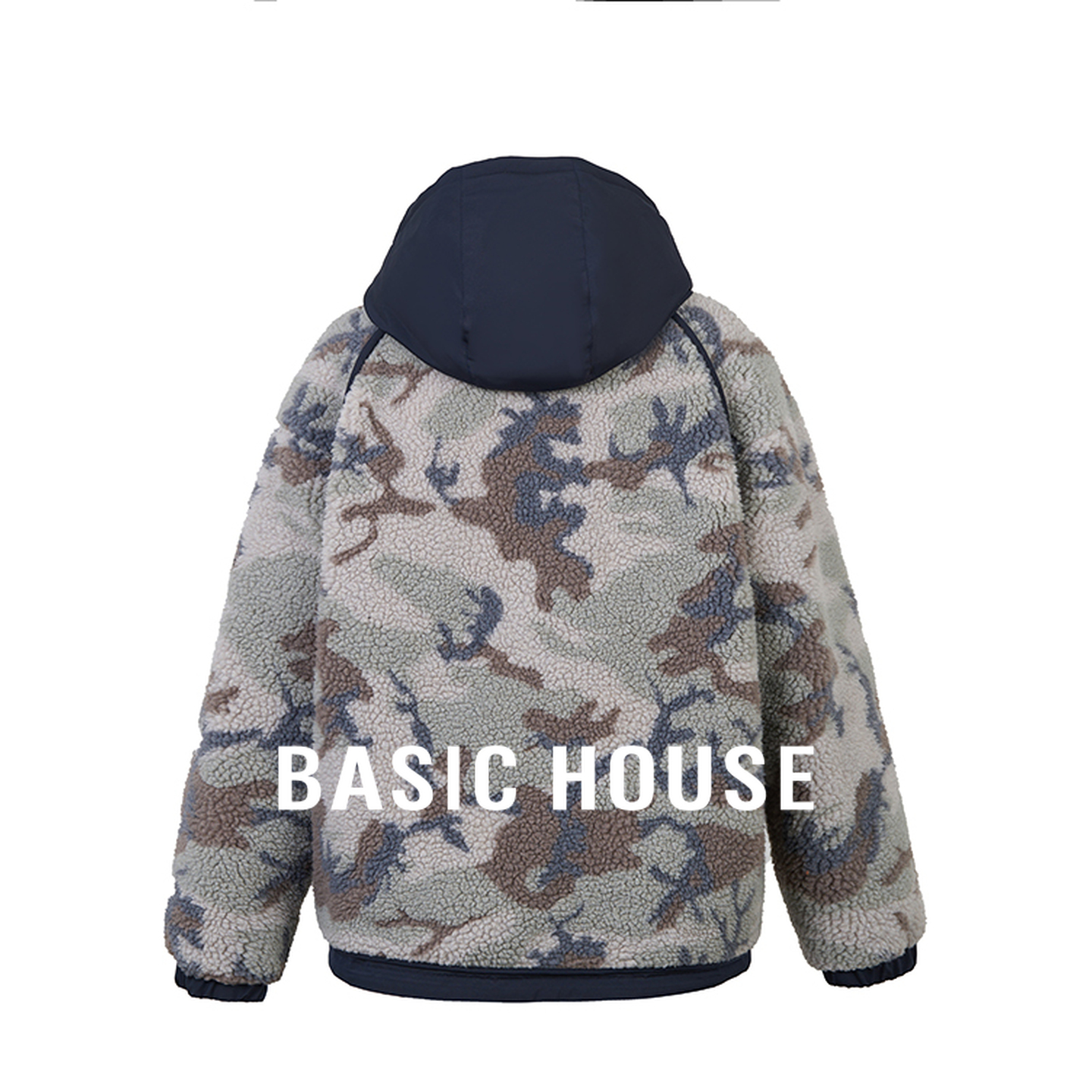 Basic House/百家好工装连帽羽绒服女冬季宽松多口袋休闲百搭外套