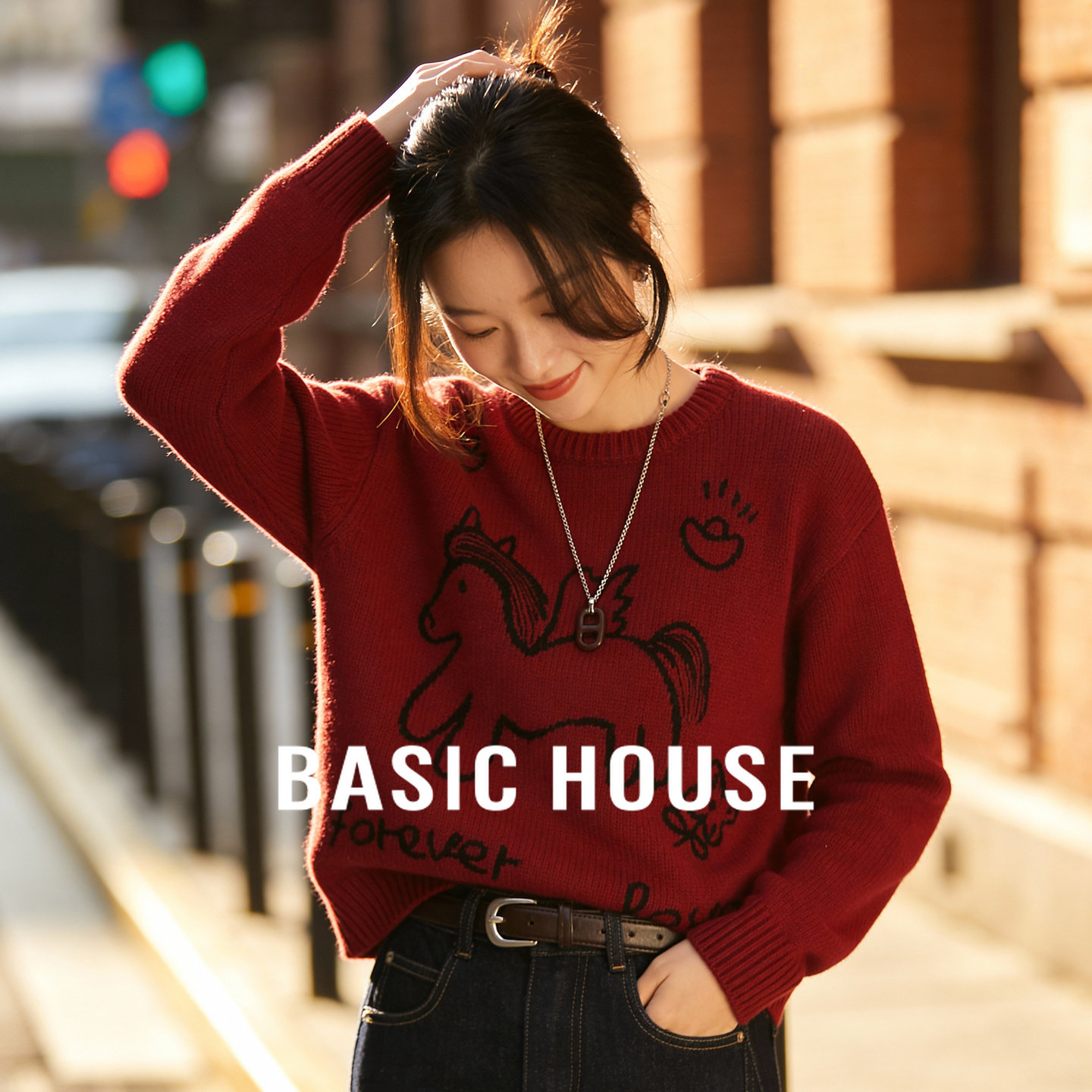 百家好绵羊毛红色毛衣女秋冬2025新款内搭针织打底可外穿新年上衣