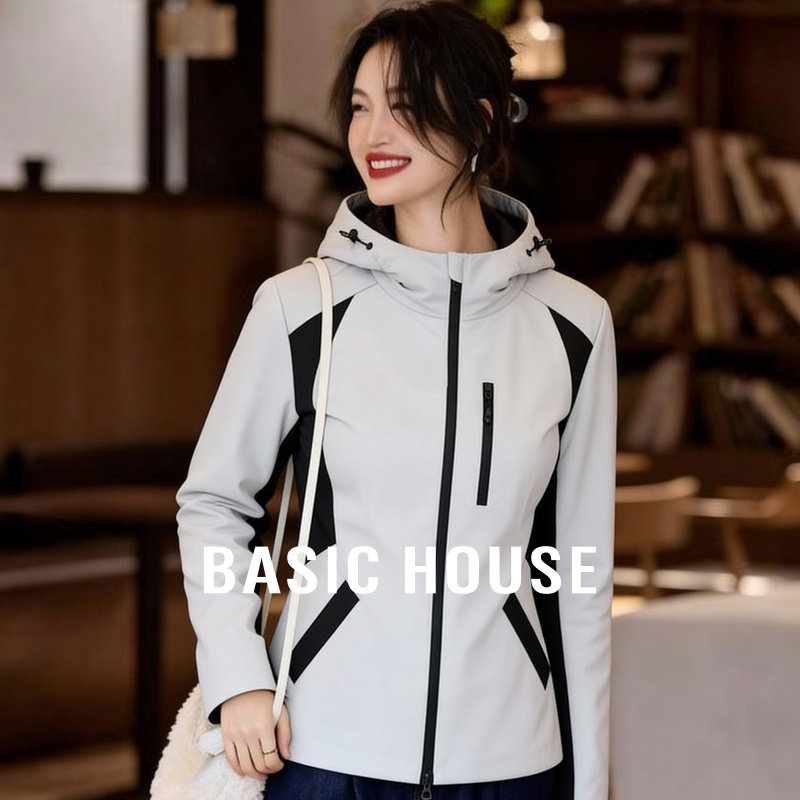 百家好撞色小个子工装夹克外套25冬季新款女士短板修身鹅绒羽绒服