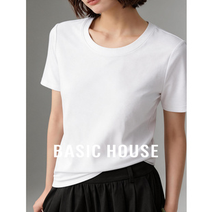 T恤女2026新款 百家好纯色套头简约短袖 显瘦圆领上衣 House Basic
