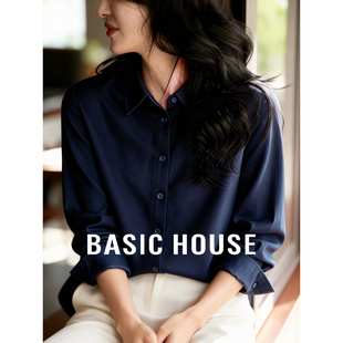 女新款 百家好高级感绵羊毛衬衫 基础叠穿宽松打底衬衣 House Basic