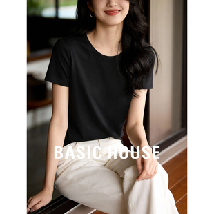 T恤女春季 百家好纯色圆领短袖 新款 基础款 Basic 内搭打底衫 House