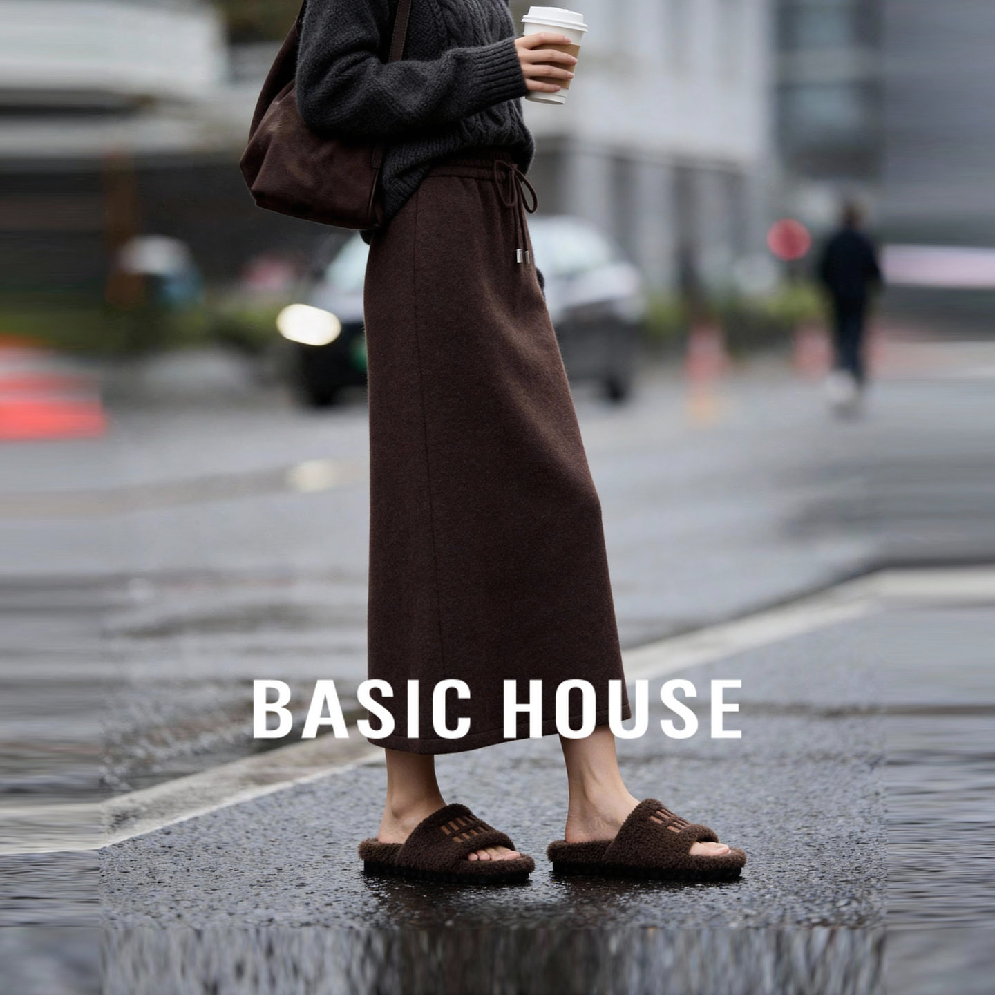 百家好秋冬羊毛呢半身裙高腰新款抽绳直筒遮胯中长款A字裙子保暖