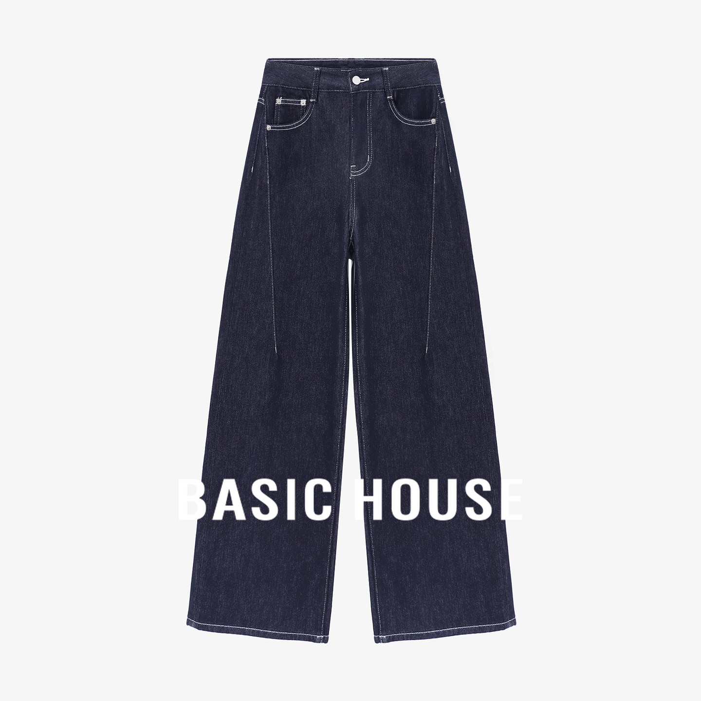 Basic House/百家好复古水洗高腰直筒牛仔裤女新款宽松遮胯阔腿裤,女装/女士精品,牛仔裤,淘宝优惠券,粉丝福利购,淘宝优惠卷