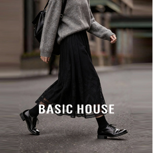 新款 百家好温柔镂空钩花半身裙春季 高腰显瘦大摆伞裙 House Basic