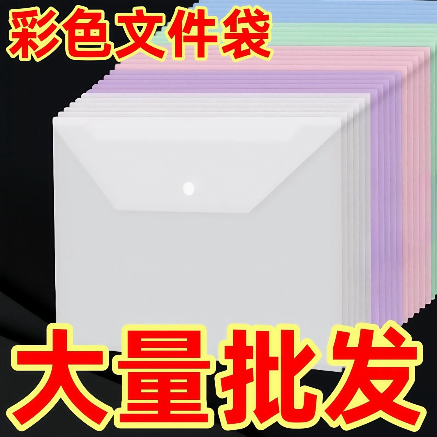 透明精致实用A4文件袋斜纹美观大气按扣袋专业办公资料彩色袋