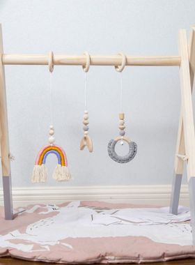 1Set Nordic Cartoon Baby Wooden Gym Fitness Frame Rack