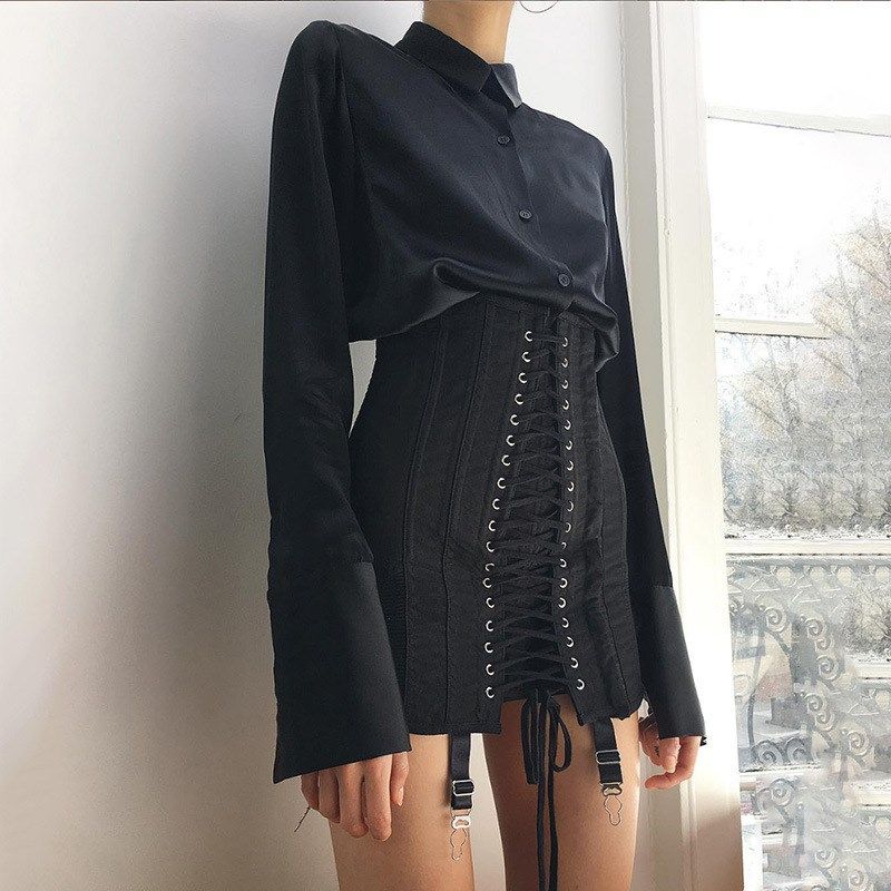white skirt束腰包臀裙女夏季绑带高腰显瘦短半身裙出口跨境香港