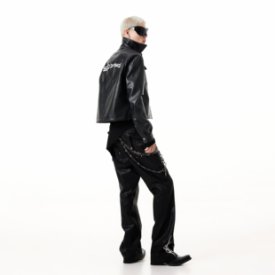 SCD crowd 2025秋冬 暗黑骑士系列 品牌刺绣LOGO暗黑皮夹克外套