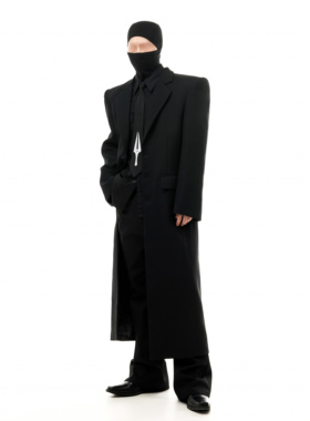 SCD crowd 24秋冬 高品质重磅羊毛廓形大垫肩西装加厚长款风衣男