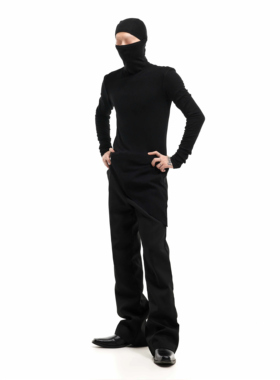 SCD crowd 24秋冬 高级休闲弹力针织衫不规则下摆黑色百搭打底衫