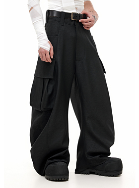 SCD crowd 2025春 弯刀百搭廓形大口袋立体裁剪垂感阔腿拖地裤