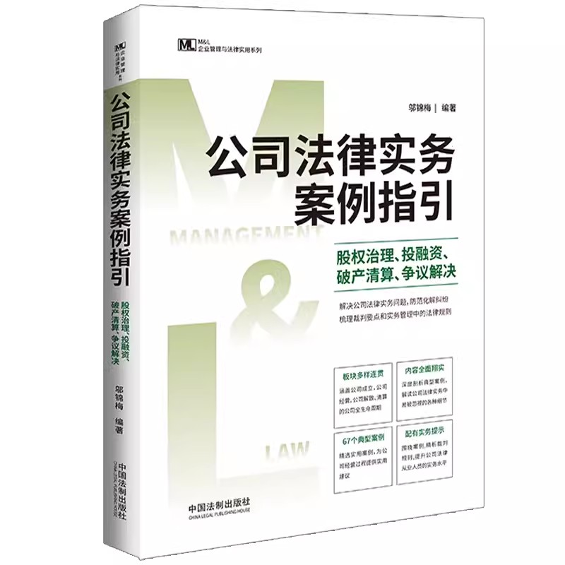 正版公司法律实务案例指引 股权治理 投融资 破产清算 争议解决 中国法制出版社 企业管理与法律实务操作精进系列教材书籍 - 实物图