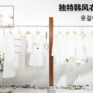 店货架 不锈钢石头底座陈列中岛架网红女装 店衣架展示架落地式 服装