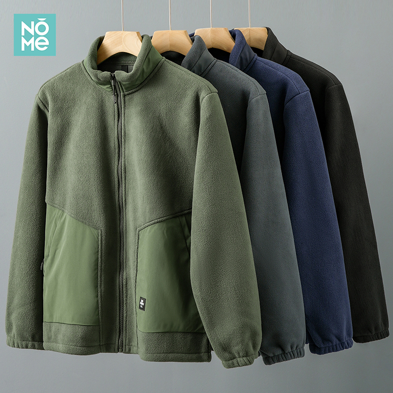 美式双面摇粒绒保暖拉链卫衣男