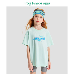 中大童纯棉印花上衣潮 青蛙王子女童短袖 夏季 t恤2025新款 儿童半袖