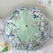 油画玫瑰花ins风森系雨伞晴雨两用防晒学生小巧便携简约女遮阳伞