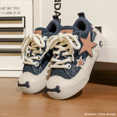 奇安达2025新款厚底百搭帆布鞋女