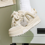 增高百搭面包鞋 情侣板鞋 鞋 子厚底松糕鞋 王靖雯同款 奇安达新款