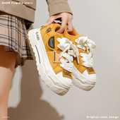 帆布鞋 厚底增高黄色软底休闲鞋 子女新款 秋季 张弛同款 奇安达鞋