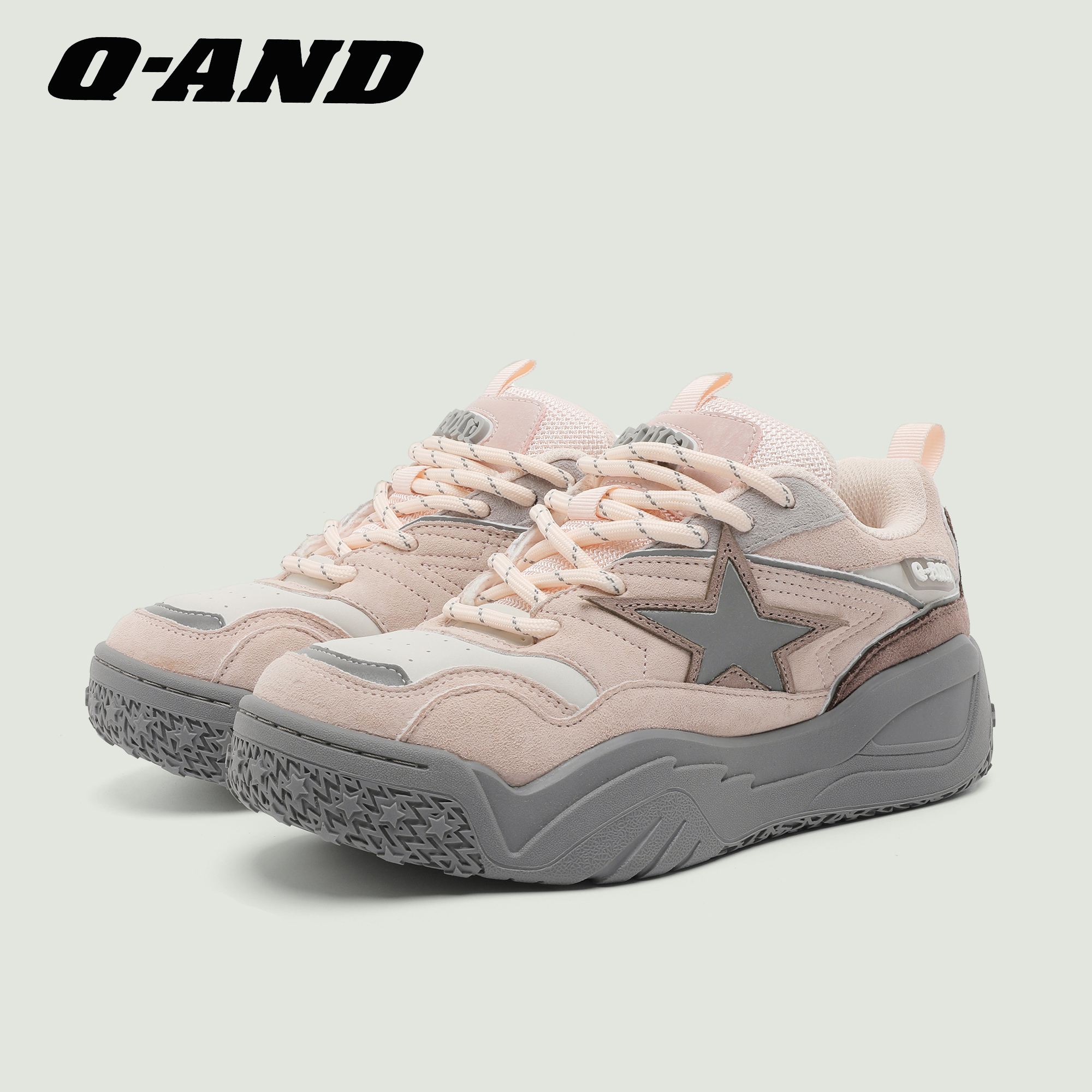 奇安达2025新款小众粉色面包鞋