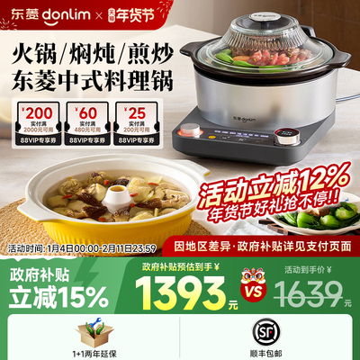 【新品】东菱中式料理锅蒸煮炖多功能一体锅家用全自动电蒸锅砂锅