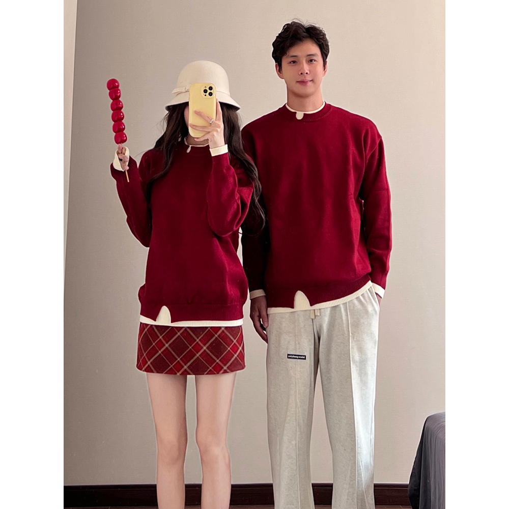 红色毛衣本命年新年针织衫