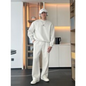 加大码 男 廓形圆领卫衣直筒阔腿卫裤 300斤冬美式 高街运动休闲套装