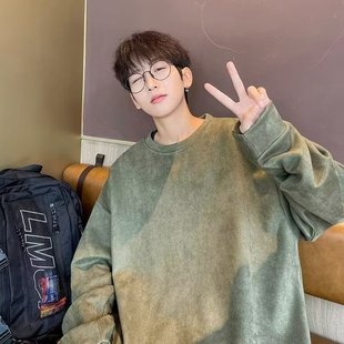 特大码300斤麂皮绒重磅卫衣男秋冬高级感宽松内搭纯色打底衫上衣2