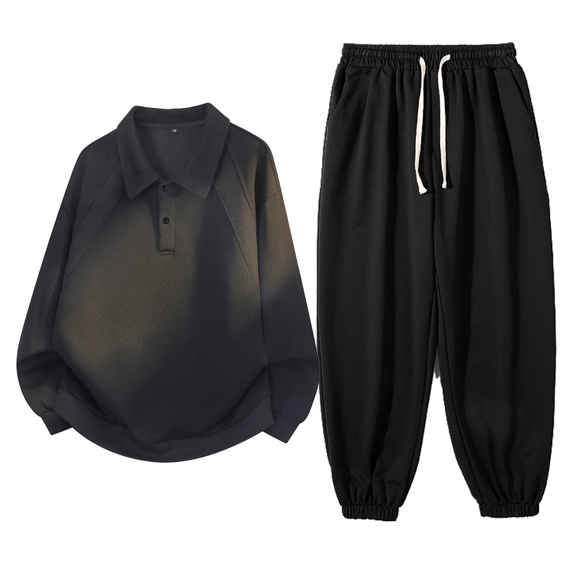 大码300斤美式设计感休闲套装