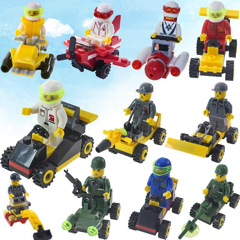 DIY积木玩具小车拼插组合套装益智 儿童男玩具地摊小超市热卖