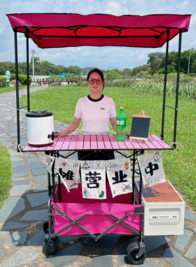 移动夜市摆摊小推车升降桌带遮阳棚地摊户外营地拖车露营车可折叠