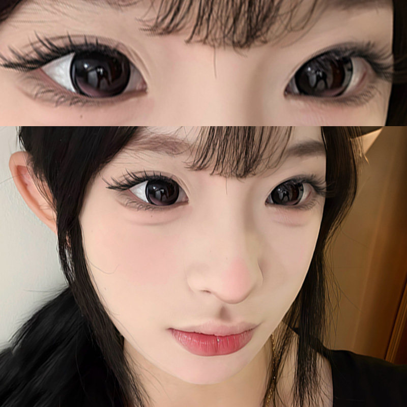 OVOLOOK超大晚樱半年抛美瞳大直径黑粉色锁边甜酷隐形眼镜旗舰店N