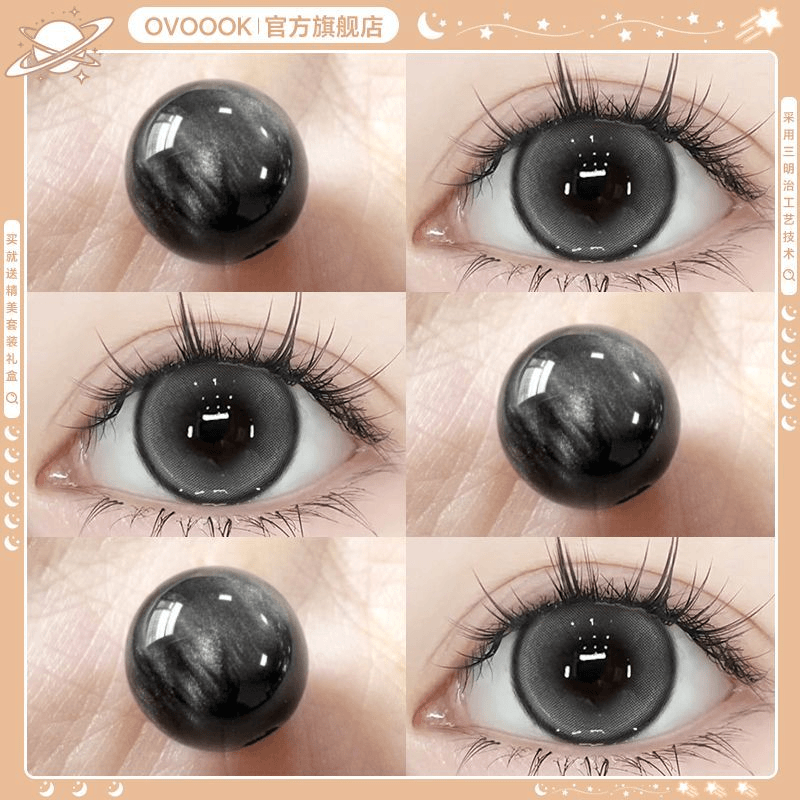 OVOLOOK珍珠团团灰色美瞳半年抛软性亲水接触镜隐形眼镜正品官方Y