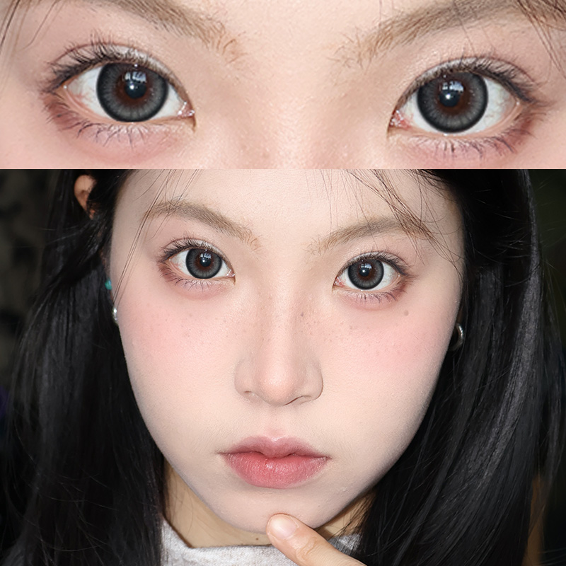 OVOLOOK半年抛美瞳黑灰自然小直径彩色隐形眼镜正品官方旗舰店女F