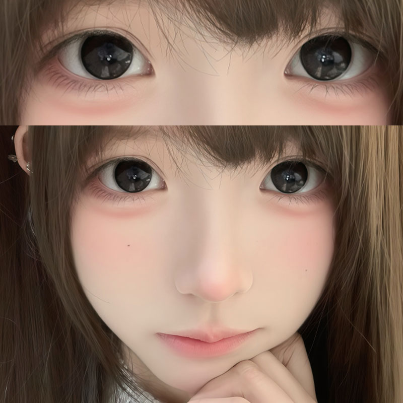 OVOLOOK黑色音符半年抛美瞳自然小直径隐形眼镜正品官方旗舰店女F