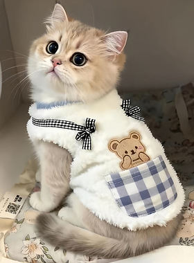 猫咪衣服冬天保暖加厚秋冬装矮脚猫绒衣宠物衣服小猫居家马甲背心