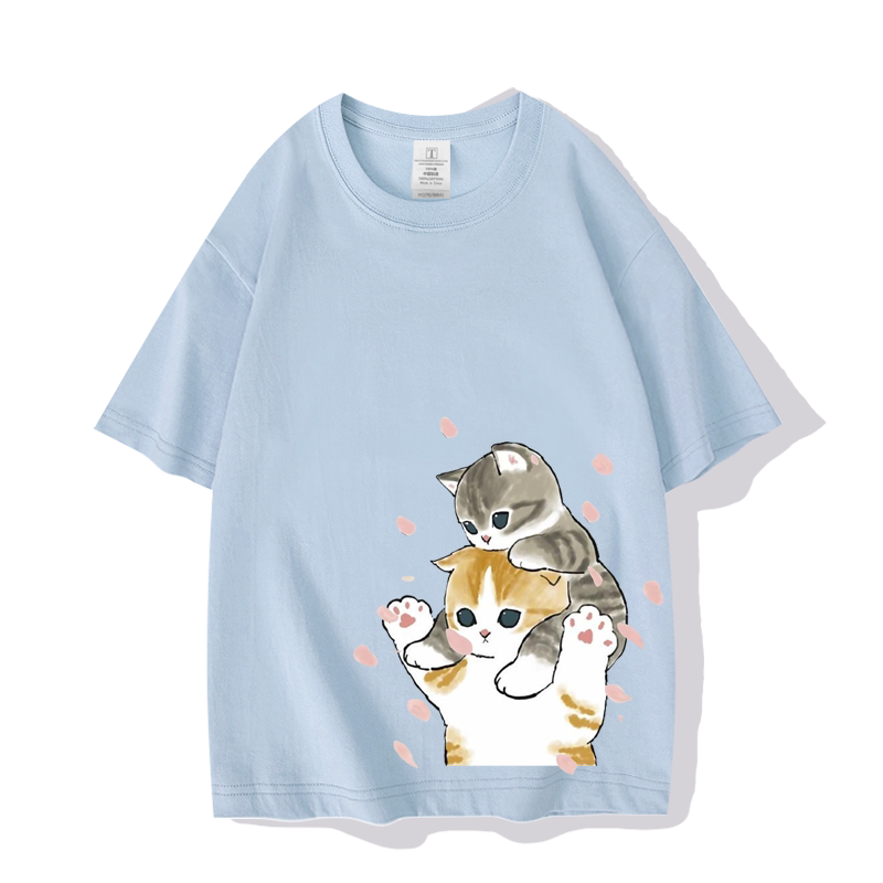 橘猫日系猫咪铲屎官卡通去看短袖