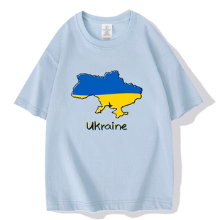 乌克兰Ukraine国家地图标志国家队短袖t恤衫男女纯棉半袖宽松上衣