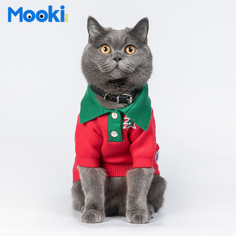 【圣诞款】mookipet狗狗衣服新款小型犬雪纳瑞宠物猫冬款毛衣保暖